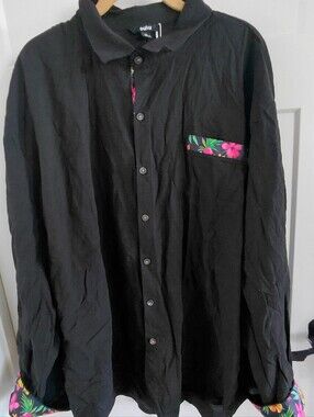 NWT Ouku Mens 3XL Linen Sophisticated Tropical Boho Long Sleeve Button Up9